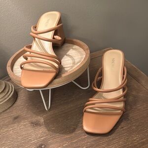 Nine West Tan Strappy Heels with Open Toe